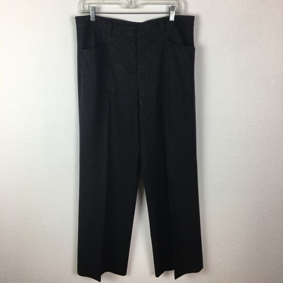 St John SoCa Black Animal Print Button Zip  Trousers 12 - Picture 2 of 8